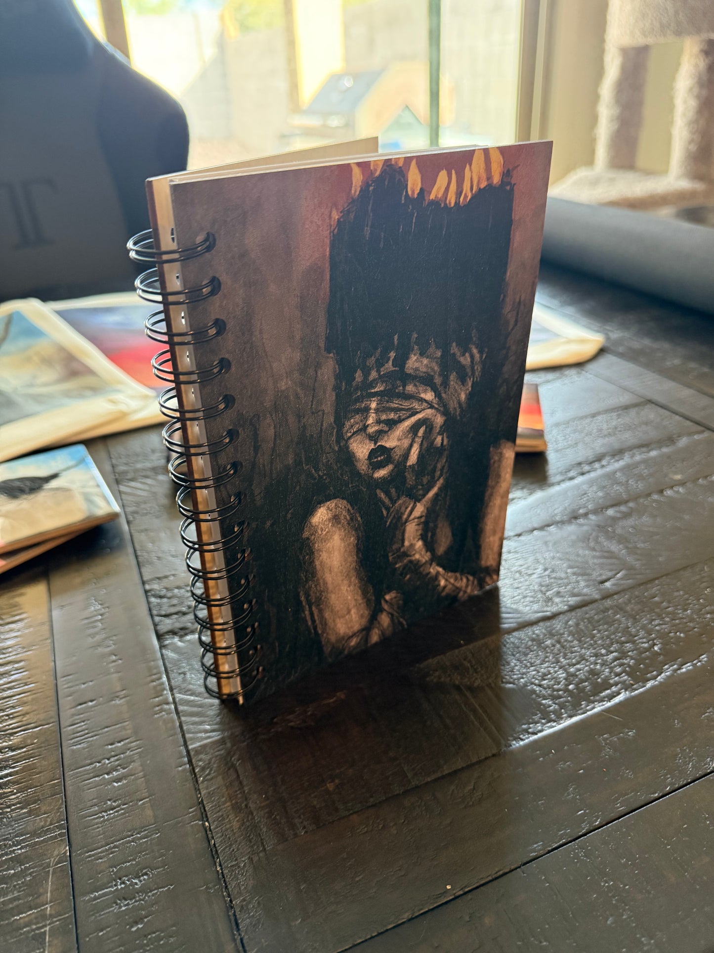 "Need a Light?" Digital Drawing on High Quality Wooden Notebook