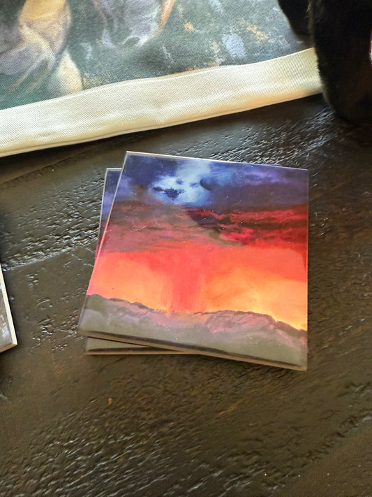 "Arizona Storm at Sunset" - Ceramic Coasters