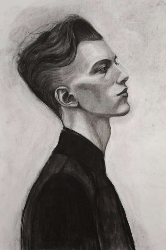 "Young Man" Original Charcoal Portrait on 22"x30" Paper