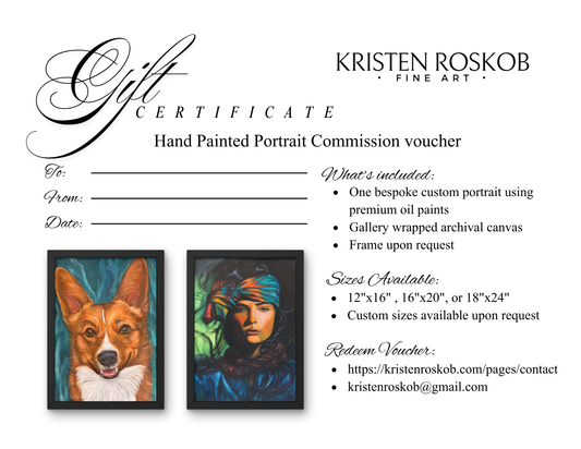 Hand Painted Portrait Commission Gift Certificate