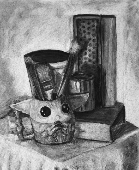 "The Child Still-Life" 22"x30" Original Charcoal Drawing on Paper